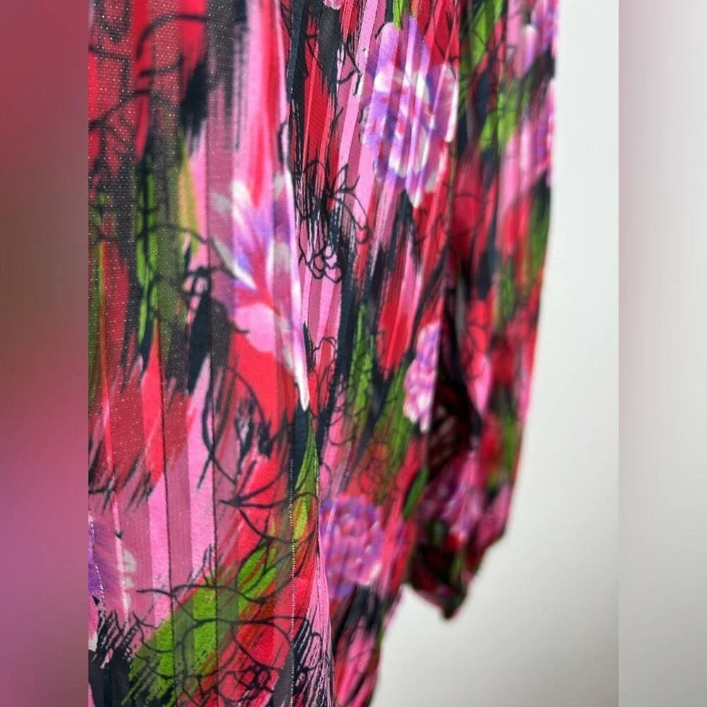 Vintage Diane Tres Polka Dot Sheer Floral‎ Button Down Blouse